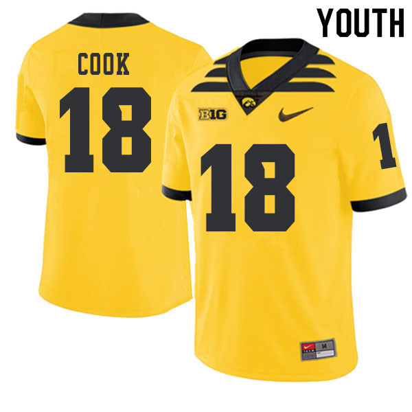 2019 Youth #18 Drew Cook Iowa Hawkeyes College Football Alternate Jerseys Sale-Gold